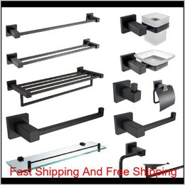 Bathroom Accessories Towel Rack Sus304 Stainless Steel Bath Glass Shelf Wall Mounted Towel Ring Toilet Brush Hoder Hook Akrvv 1Llry