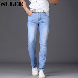 SULEE Brand Fashion Utr Thin Light Men's Casual Summer Style Jeans Skinny Trousers Tight Pants Solid Colours 211111