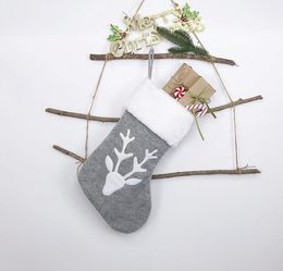 DHL50pcs Christmas Decorations Stocking Non woven fabric Embroidered stockings for elk