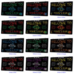 LX1159 Your Names Welcome to Bar Mug Come Early Stay Late Light Sign Dual Color 3D Engraving