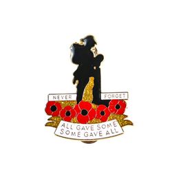 red flower pins UK - Pins, Brooches British Soldier Poppy Flower Base Enamel Brooch Red Buckle Pins Clothes Bag Accessories Army Warrior Memorial Friend Gift