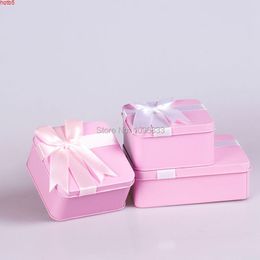 Square Gift Box Pink Colour Candy Case, Tin Metal Bonbonniere with Ribbon, Emptry Box, 20pcs/Lotgood qty