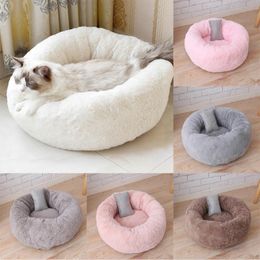 Cat Beds & Furniture Upgrade Large Dog Bed Round Washable Pets Winter Warm Kennel Mats Puppy Cushion Mat