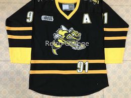 SARNIA STING #91 Steven Stamkos 17 Matt Martin Black Ice Hockey Jersey Mens Embroidery Stitched Customize any number and name Jerseys