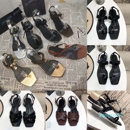 Fashion lady Designer Sandals slide summer Flat Shoes Sexy Leather platform