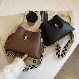 Crossbody Bags Vintage Simple Small PU Leather Bucket For Women 2021 Designer Fashion Lady Black Shoulder Handbags