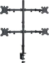 Quad Monitor Desk Mount, Heavy Duty Stand, Full Adjustable Arms and Grommet Mounting Option, Holds 4 Screens Up to 30 Inches (Stand-V004)