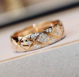 Luxury quality punk band ring with diamond in three colors rhombus design women and man party wedding jewelry gift with box PS3876