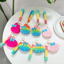 New Fidget Toy Rainbow My Melody Key Buckle Coin Purse Wallet Lady Bag Silica Simple Dimple Bag for Girls