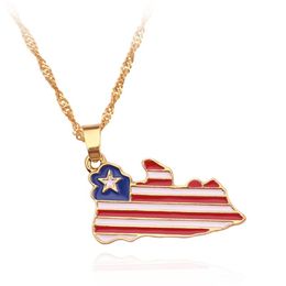 gold african map pendant UK - Pendant Necklaces Gold Color Africa Map With Flag Chain African Maps Jewelry For Women Men Party Gift
