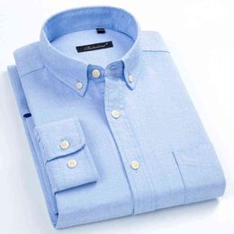 Plus Larger Size 5XL 6XL 7XL 8XL Spring Men's Shirt Pure Cotton Oxford Button Down Dress Shirt Casual Solid Striped White Blue G0105
