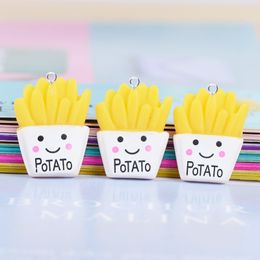 Cute Resin Smiley Face French Fries Charms Patch Diy Mobile Phone Case Simulation Food Pendant Hair Accessories