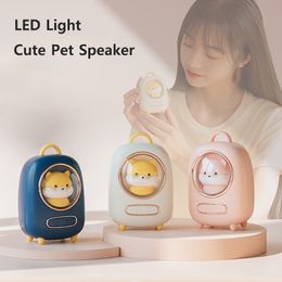 Cute Cat Capsule Speaker Portable Wireless Bluetooth 5.0 Speaker Mini Bass Subwoofer LED Light for Cellphone Tablet PC