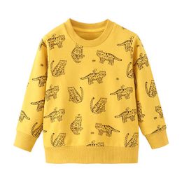 Jumping Metres Cartoon Animals Baby Sweatshirts Cotton Design Autumn Winter Boys Girls Top Sweater for Children Clothes 210529