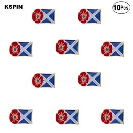 Poppy Flower Scotland Lapel Pin Flag badge Brooch Pins Badges 10Pcs a Lot