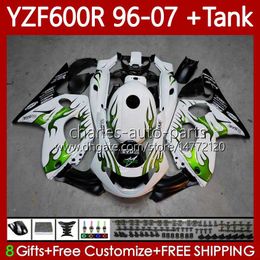 Bodys +Tank For YAMAHA YZF600R Thundercat YZF Green flames 600R 600 R 96-07 Bodywork 86No.54 YZF-600R 96 97 98 99 00 01 02 07 YZF600-R 1996 2003 2004 2005 2006 2007 Fairing