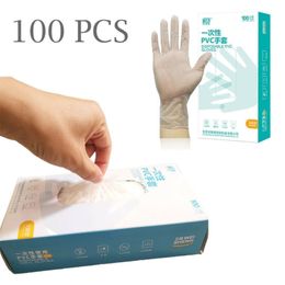 100PCS Food Grade Disposable PVC Gloves Anti-static Plastic Gloves For Food Cleaning Cooking Restaurant Kitchen Accessories Y200421