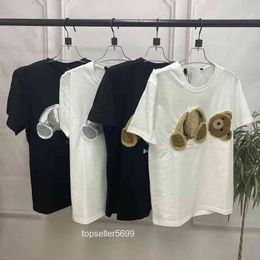 Fashion Designer Embroidered Brokenhead Bear t Shirt High End Short Sleeve Mens and Womens Suits