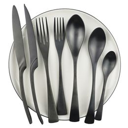 Black High Quality Flatware Restaurant Dinnerware Knife Fork Spoon 18/10 Stainless Steel Kitchen Tableware Set 201019