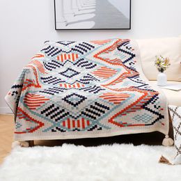 Blankets Geometric Blanket For Bed Super Soft Knitted Stripe Cross Bedspread Warm Sofa And Throws 130x170cm Mantas