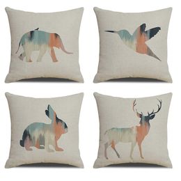 Cotton Linen Throw Pillow Cushion Cover 45*45cm cartoon animals Home Decor For Sofa Bed Pillows Covers Decorative Case