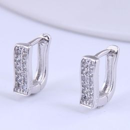 Hoop & Huggie Fashion Zircon Small Ear Cuff Earrings Top Quality Ladies Silver Colour For Women Jewellery Gift 2021