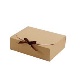 24*19.5*7cm White/Black/Brown/Red Paper Box with Ribbon Large Capacity Kraft Cardboard Paper Gift Box Scarf Clothing Packaging