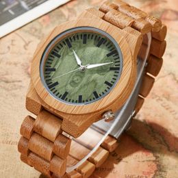 Wristwatches Minimalist Style Solid Bamboo Wood Wristwatch Mens Women Wrist Quartz Watch Men Ladies Wooden Strap Roman Numerals Watches Cloc