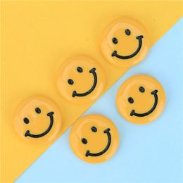 Cute Lovely Yellow Smiling Face Resin Charms Diy Earring Keychains Jewellery Accessories Round Pendant Fit Phone Case