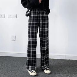 Lucyever Oversize 3XL Plaid Pants Women Retro Casual Loose Wide Leg Trousers Harajuku Hip-hop All-match Unisex Streetwear 211115