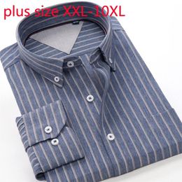 New Arrival Fashion Spring And Autumn Extra Large Plaid Long Sleeve Smart Casual Striped Shirts Coat Plus Size 2XL-8XL 9XL 10XL