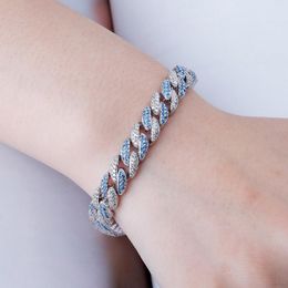 Link, Chain 2021 9mm Bracelet High Quality Iced Micro Pave Cubic Zirconia Hip Hop Rock Fashion Jewellery Women For Gift 7inch 8inch