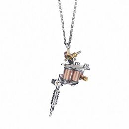 Chains Stainless Steel Vintage Hip Hop Tattoo Machine Pendant Necklace Street Dance Jewelry Gift For Men Women With Chain