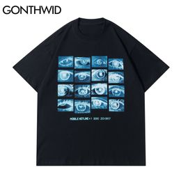 Tees Shirts Streetwear Hip Hop Creative Eyes Tshirts Harajuku Casual Punk Rock Gothic Loose Short Sleeve T-Shirt Tops 210602