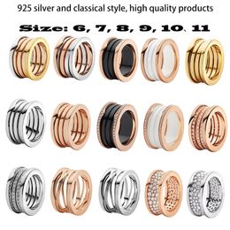 Classic fashion charm High-end luxury Bulgarian S925 silver jewelry designer men and women gift engagement ring
