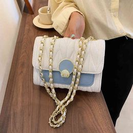 Suka new fashion women handbags for women with lock contrast color quilted bag mini frame sling crossbody shoulder bag O5RC