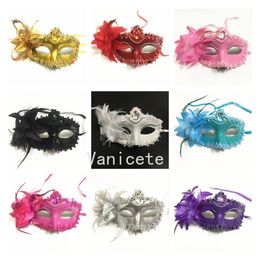 Halloween Party Venice masks Feather electroplating high-end side flower Masquerade Mask T2I52433