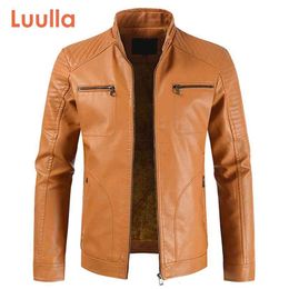 Men Spring Vintage Casual Style Fleece Leather Jackets Coat Outwear Fashion Motor Bike Faux Jacket 210923