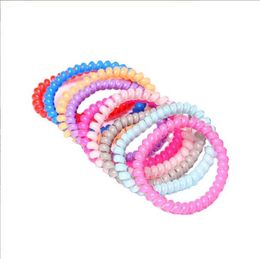 2021 Gum Coil Hair Tie 6.5cm Telephone Wire Cord Girls Elastic Hair Band Ring Rope Candy Colour Bracelet Stretchy Women Hair Accessories