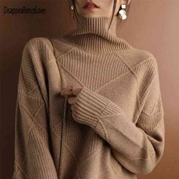 High Quality Autumn Winter Turtleneck Pullover Sweater Women Plus Size Knitted Sweaters Jumpers Soft White Black Sweater 210805