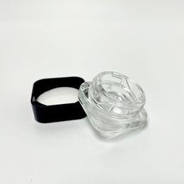 Empty 5ML Child Proof Clear bottle Cube Wax Jar Dab Oil Concentrate Glass Cosmetic Container with White or Black Cap