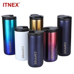 350ml/500ml Double Stainless Steel 304 Coffee Mug Leak-Proof Thermos Travel Thermal Cup Thermosmug Water Bottle For Gifts 220311