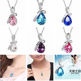 Crystal Womens Necklaces Pendant Jewellery Jewellery Silver Plated drop angel tears Diamond gold