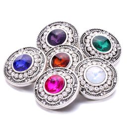 Wholesale Vintage Rhinestone Snap Buttons Clasp 18mm Round Metal Decorative Zircon Button charms for DIY Snaps Jewellery Findings factory suppliers