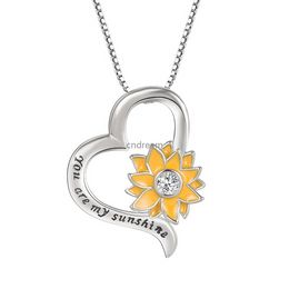 Hollow Sunflower You are my sunshine Heart pendant Necklace Women Children Necklaces Fashion Jewellery will and sandy