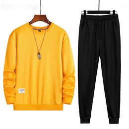 Men's Tracksuits 2021 Lente Trainingspakken Mannen Set 2Pc Hoodies+Broek Pak Effen Sweatshirt Sportkleding Toevallige Mens Jogging Gym Suits