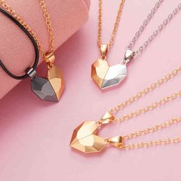 Heart Pendant Necklace Choker 2 PCS / Set Magnetic Couple Necklace For Lovers Women Lady Men Female Boys Girls Male Gift G1206