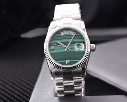 Classic Men Automatic Mechanical Calendar Wristwatch Minimalist Natural Turquoise watches Stainless steel Strap week clock