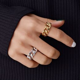 Heißer Verkauf Cuban Link Kette Stil Finger Ring Persönlichkeit Silber Gold Einstellbare Ring Männer Frauen Glod Gefüllt Ring Schmuck geschenk