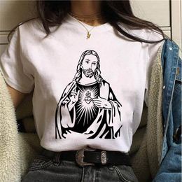 Women's T-Shirt Jesus Picture Printed Art Unisex Women Graphic Grunge Hipster Fashion Tee Top Tshirt Drop 2021 Summer